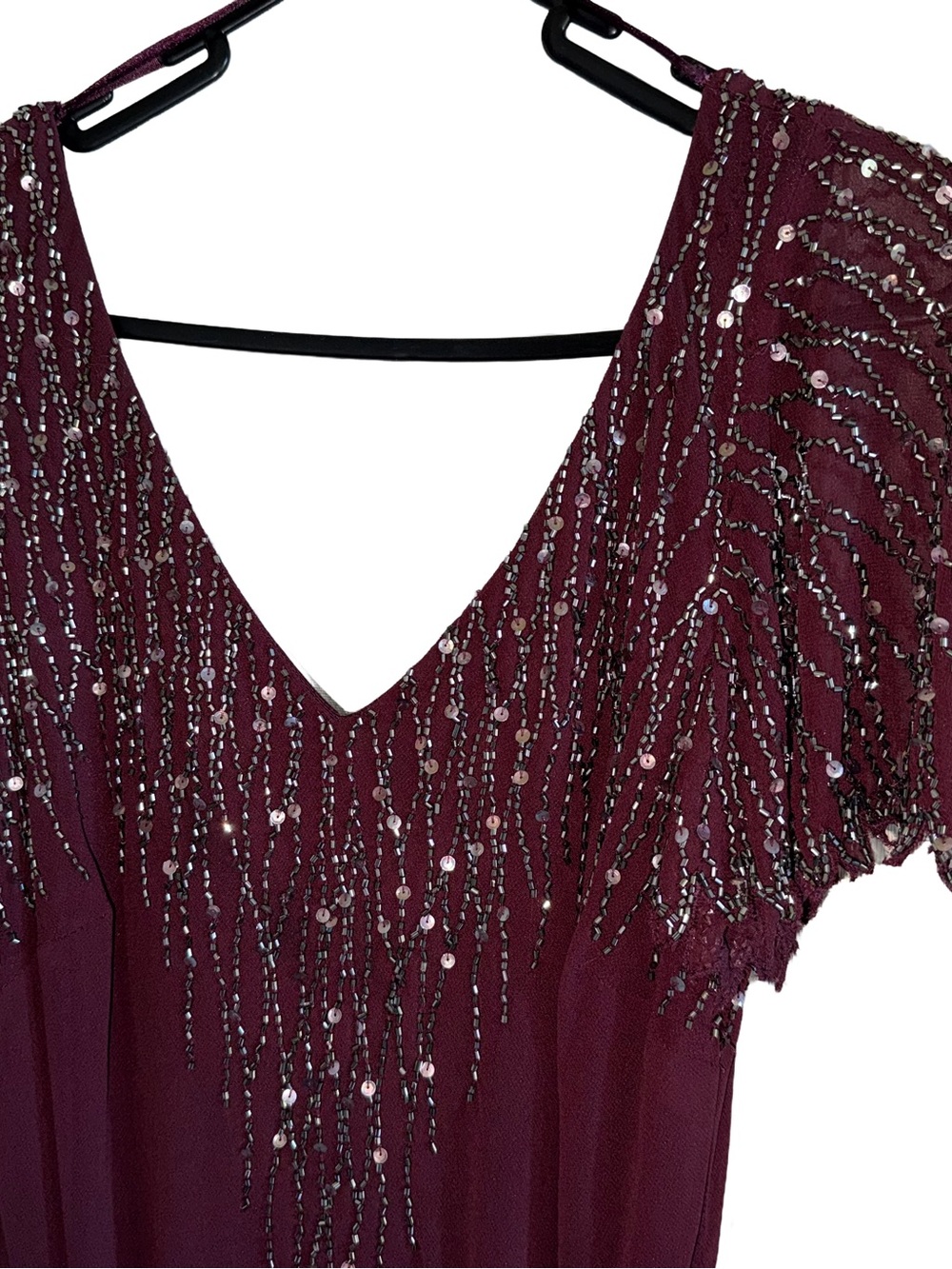 J Kara Purple Beaded Chiffon Dress - Picture 3 of 4